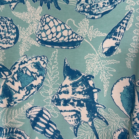 Tori Richard Sea of Love Kennedy shades of blue sea shell print T shirt midi NWT - Picture 4 of 5